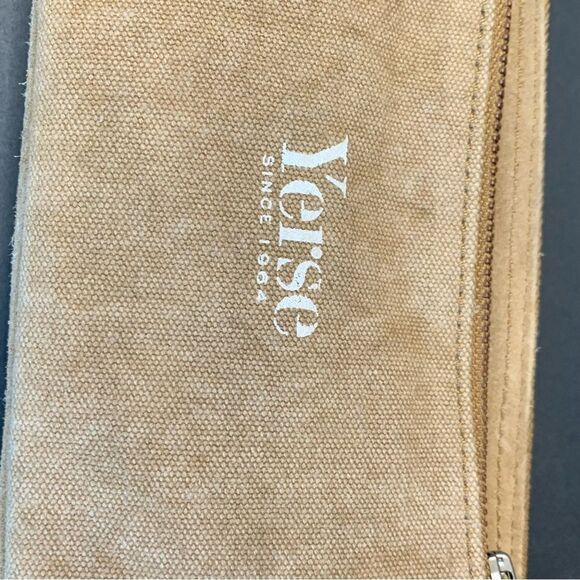Yerse Suede and Canvas Zip Top Wallet Clutch NWT Flaw - Picture 2 of 6
